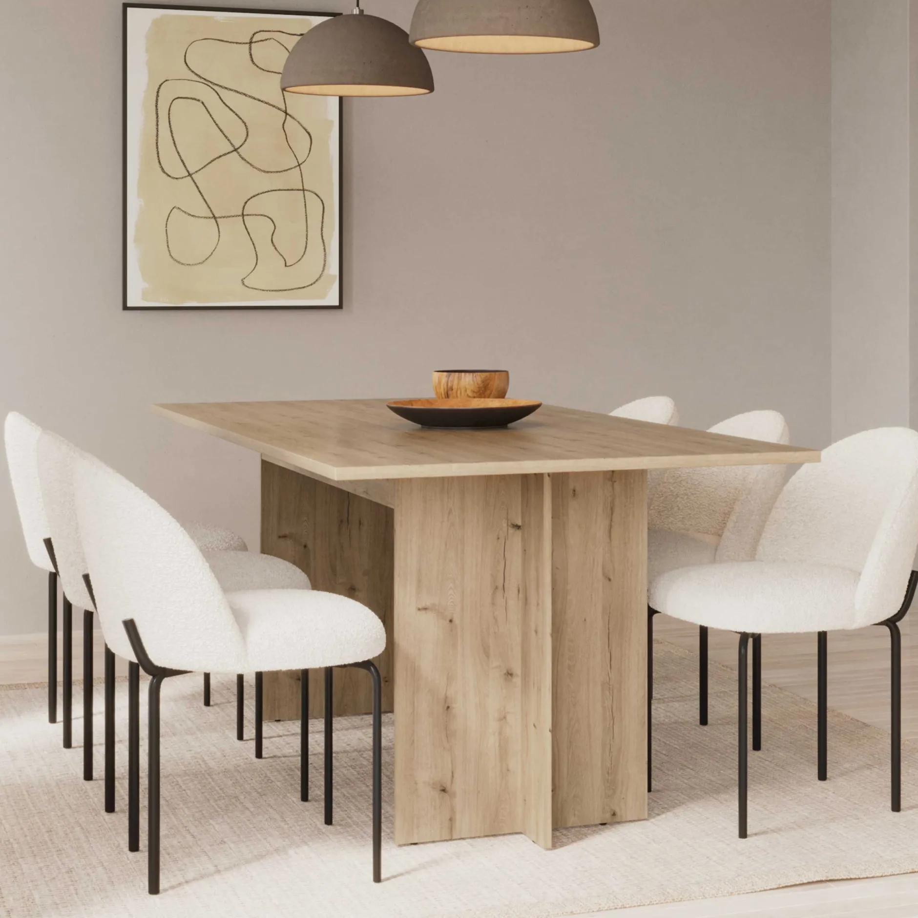 Leda Ausziehbarer Esstisch - 160/200x90x74cm - Eiche Dekor