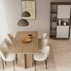 Leda Buffetschrank - 95x36x182cm - 2 Türen - weiß/Eiche Dekor