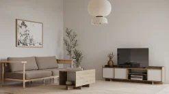 Leda Couchtisch - 48x91x50cm - mit Ablage - Eiche Dekor