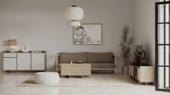 Leda Couchtisch - 48x91x50cm - mit Ablage - Eiche Dekor