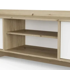 Leda TV-Schrank - 183x36x50cm - 3 Türen - weiß/Eiche Dekor