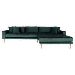 Lido Ecksofa rechts - 290x170x76cm - dunkelgrüner Samt