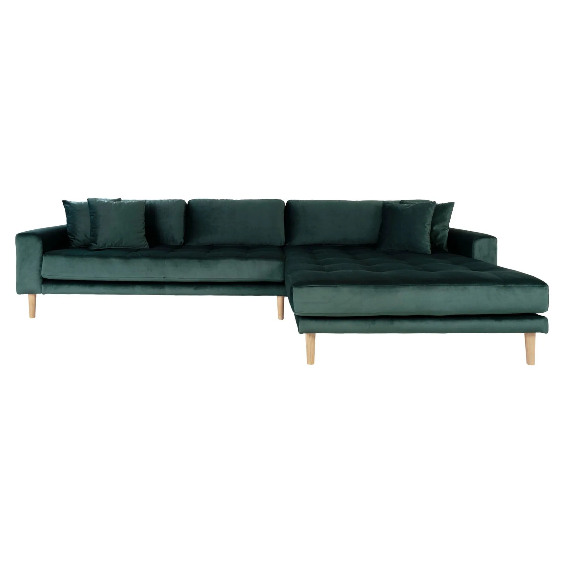 Lido Ecksofa rechts - 290x170x76cm - dunkelgrüner Samt