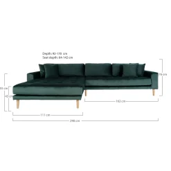 Lido Lounge Sofa aus grünem Samt mit Kissen