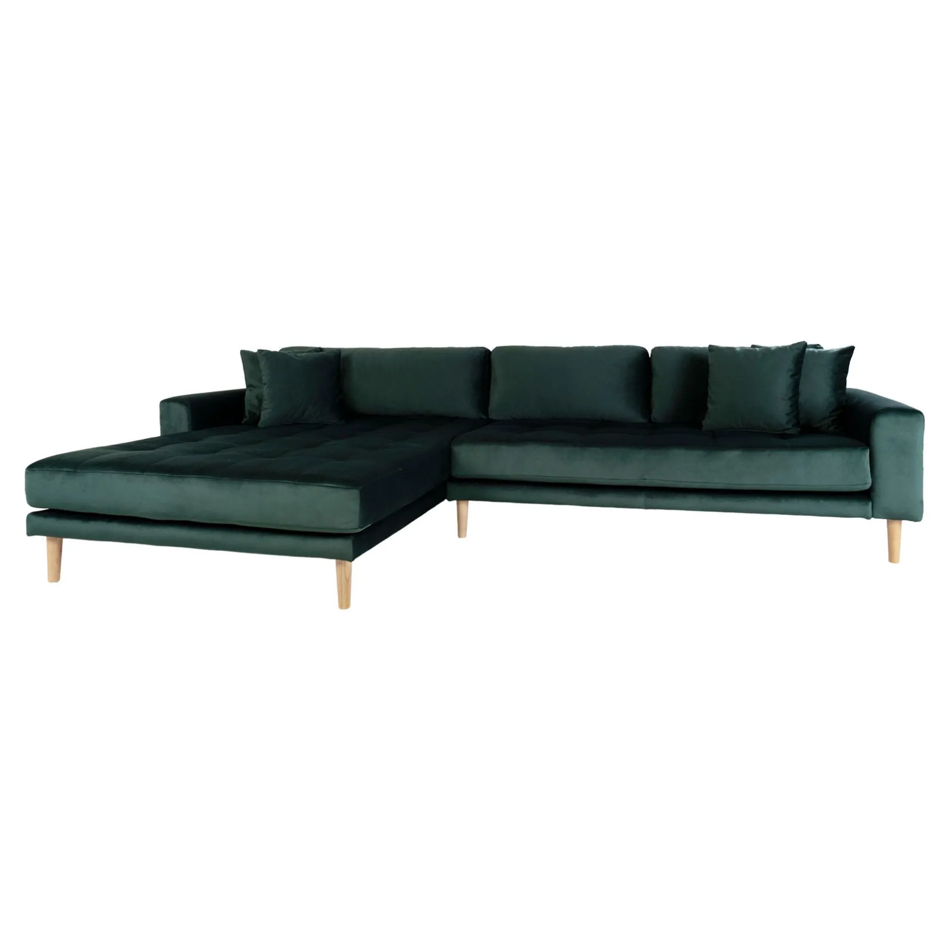 Lido Lounge Sofa aus grünem Samt mit Kissen