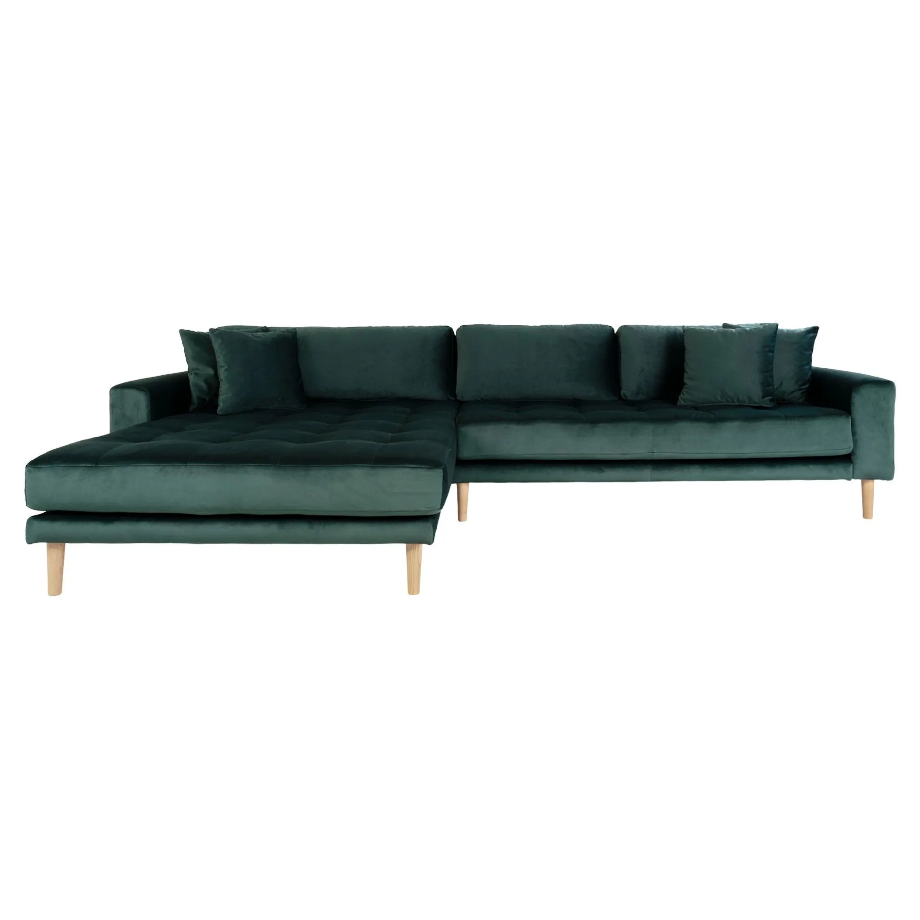 Lido Lounge Sofa aus grünem Samt mit Kissen