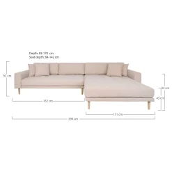 Lido Lounge Sofa - WAAR | Sand, 4 Kissen, Holzbeine