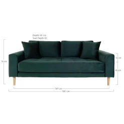 Lido 2.5 Sitzer Sofa in dunkelgrünem Samt