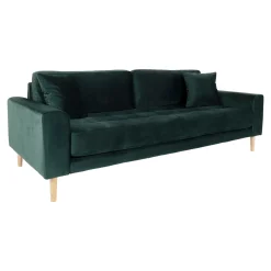 Lido 3-Sitzer Sofa - 210x93x76cm - dunkelgrüner Velours