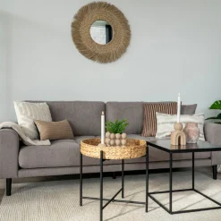 Lido Stone 3-Sitzer Sofa mit schwarzen Holzbeinen