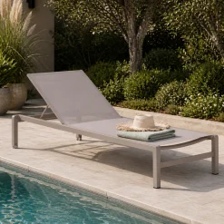 Liegestuhl Dolce Gescova - Aluminium und Textil - 195x78x32cm - Beige