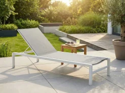 Liegestuhl Dolce Gescova - Aluminium mattweiß, Textilene grau