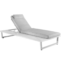 Liegestuhl Granada Aluminium Olefin - weiß/grau - 195x60x38cm