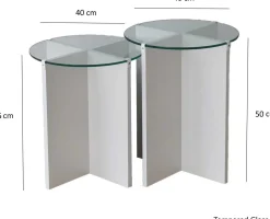 Lily Satztisch (2 Stück) | GEHÄRTETES GLAS | Weiß