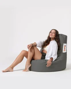 Lina Garten-Sitzsack | Wasserdichter Polyesterstoff | Dunkelgrau