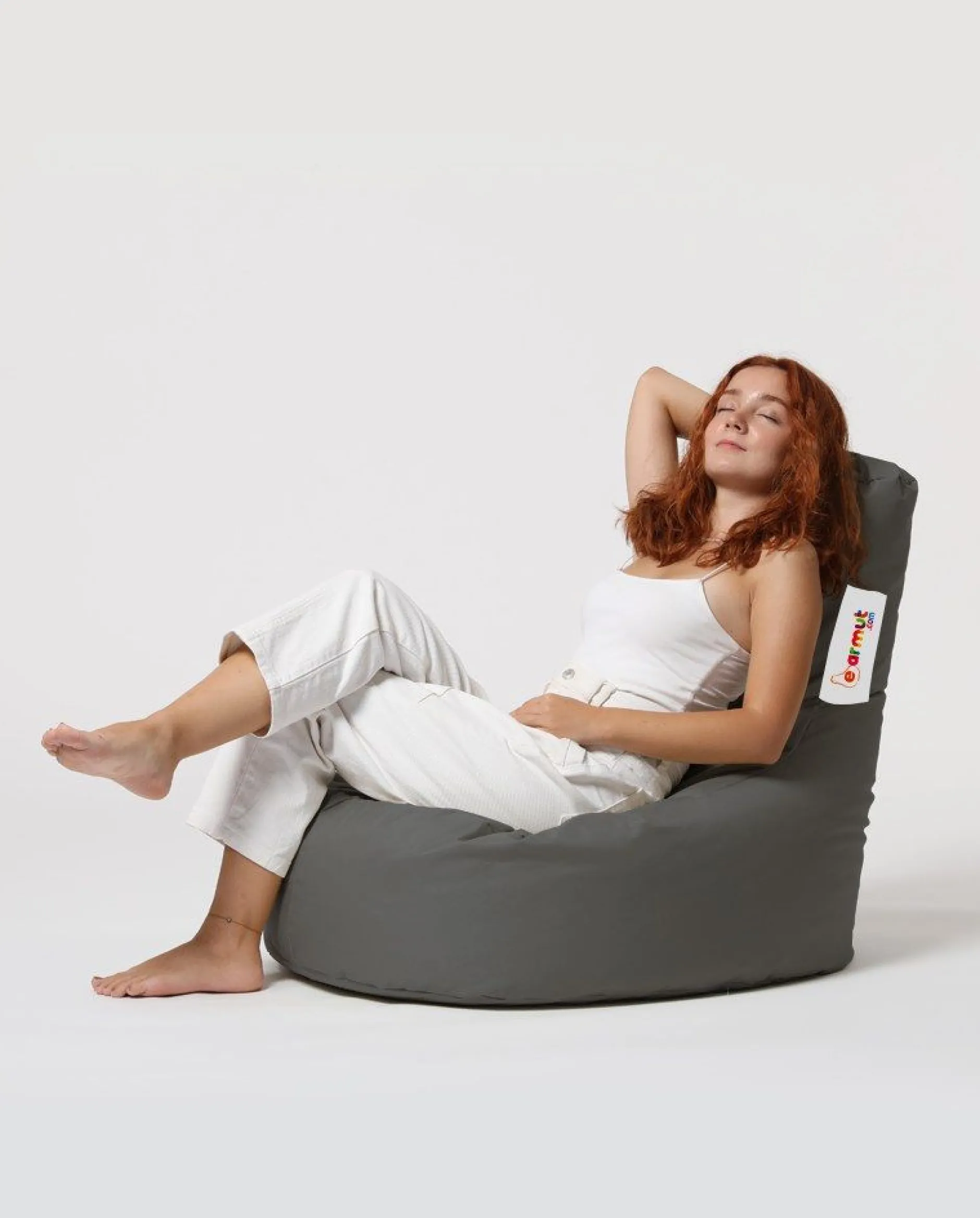Lina Garten-Sitzsack | Wasserdichter Polyesterstoff | Dunkelgrau
