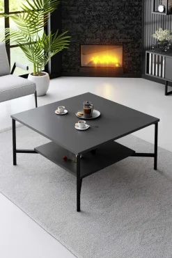 Line Couchtisch | 100 % MELAMIN | Anthrazit, Schwarz