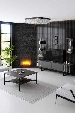 Line Couchtisch | 100 % MELAMIN | Anthrazit, Schwarz