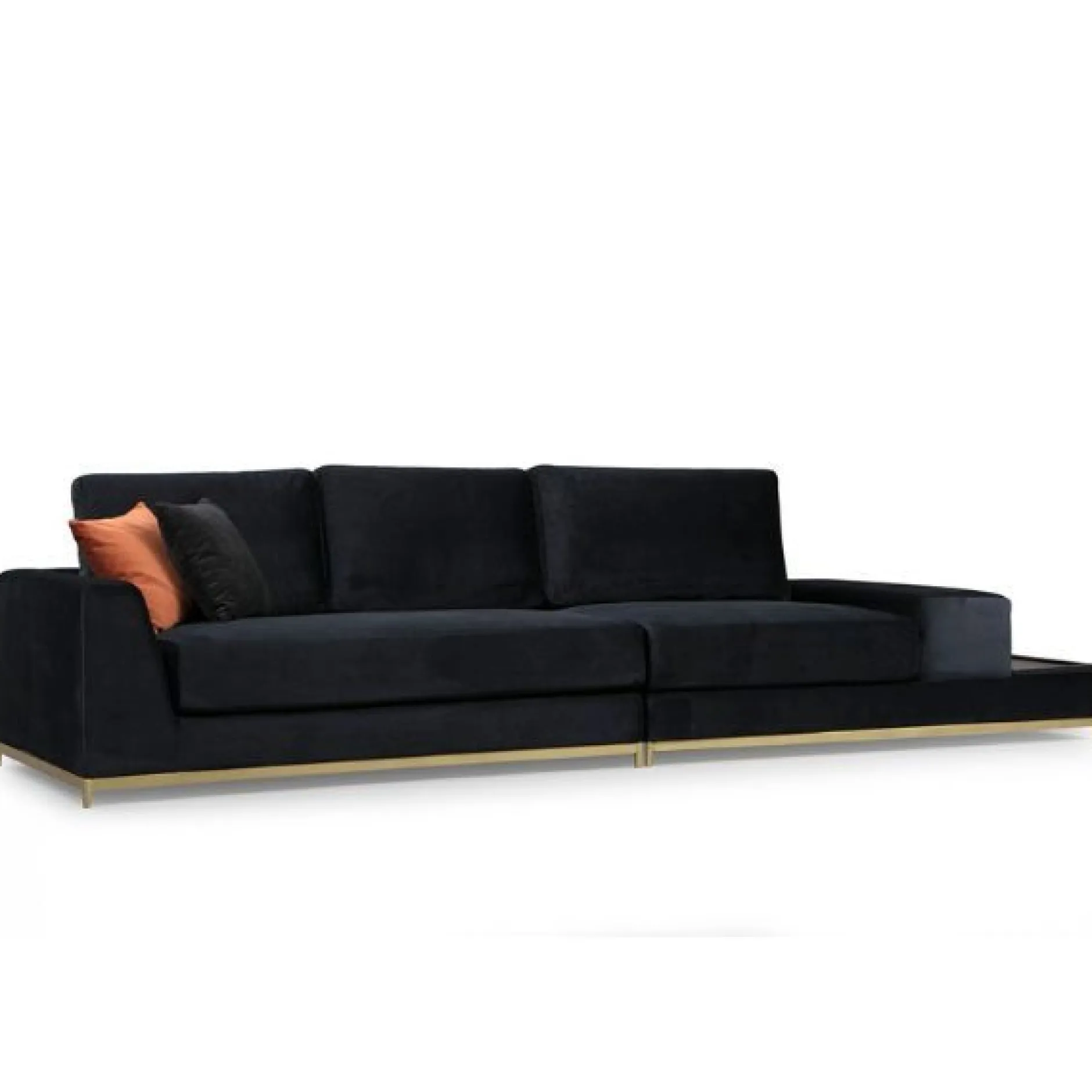 Line 4-Sitzer-Sofa | BUCHENHOLZ / SPANPLATTE | Schwarz, Gold