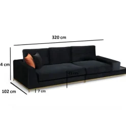 Line 4-Sitzer-Sofa | BUCHENHOLZ / SPANPLATTE | Schwarz, Gold