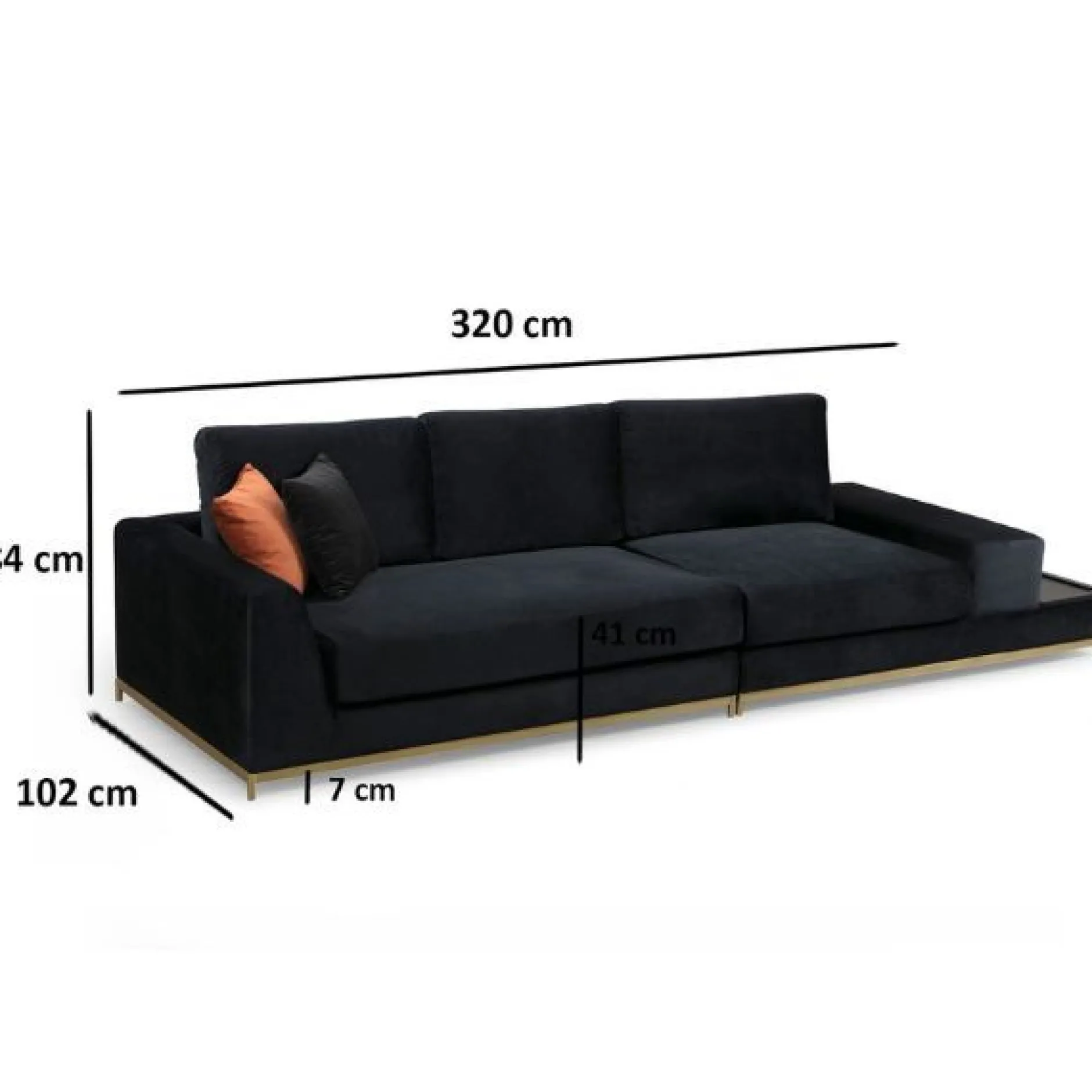 Line 4-Sitzer-Sofa | BUCHENHOLZ / SPANPLATTE | Schwarz, Gold