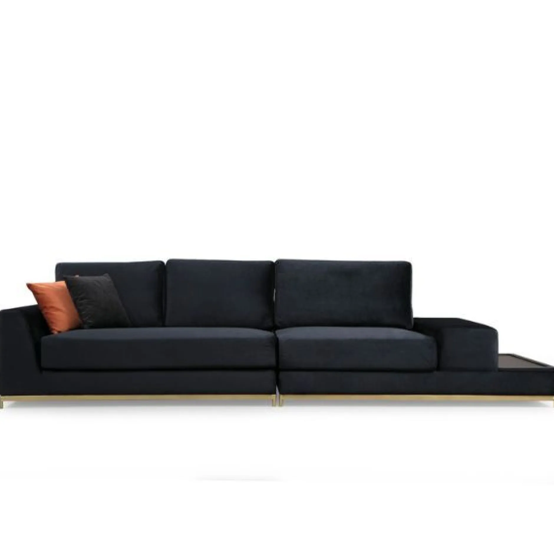 Line 4-Sitzer-Sofa | BUCHENHOLZ / SPANPLATTE | Schwarz, Gold