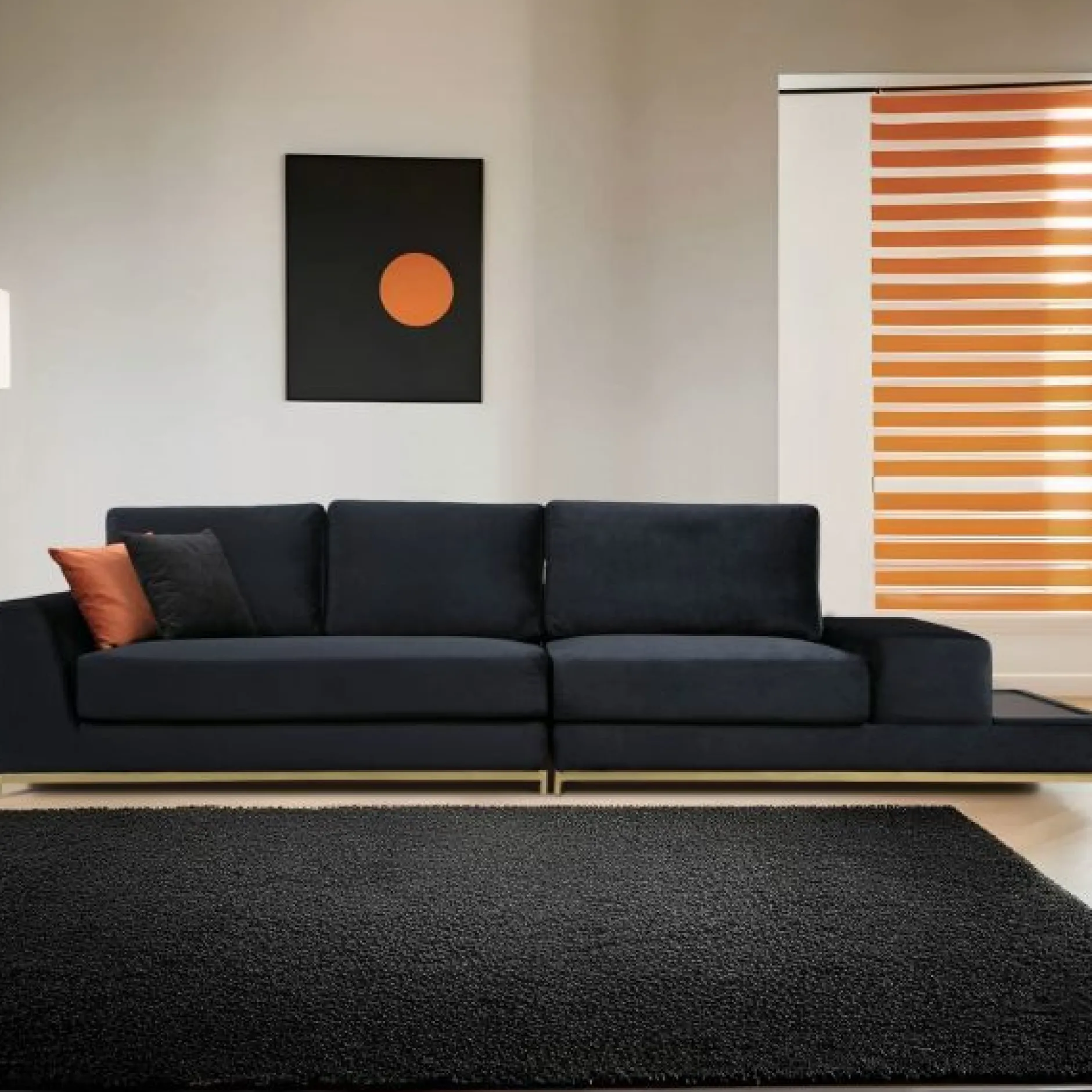 Line 4-Sitzer-Sofa | BUCHENHOLZ / SPANPLATTE | Schwarz, Gold