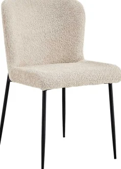 Lisa Bouclé beige Stuhl - Metallbeine, H 85 x B-L 50 x T-P 62 cm