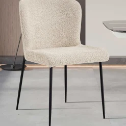 Lisa Bouclé beige Stuhl - Metallbeine, H 85 x B-L 50 x T-P 62 cm