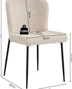 Lisa Bouclé beige Stuhl - Metallbeine, H 85 x B-L 50 x T-P 62 cm