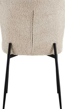 Lisa Bouclé beige Stuhl - Metallbeine, H 85 x B-L 50 x T-P 62 cm