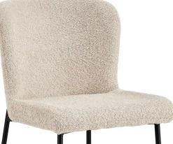 Lisa Bouclé beige Stuhl - Metallbeine, H 85 x B-L 50 x T-P 62 cm
