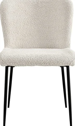 Lisa Bouclé Ecru Stuhl - Metallbeine, H 85 x B-L 50 x T-P 62 cm