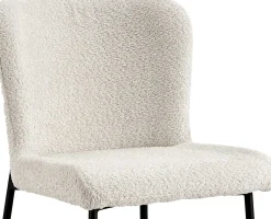 Lisa Bouclé Ecru Stuhl - Metallbeine, H 85 x B-L 50 x T-P 62 cm