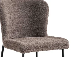 Lisa Bouclé Sandfarbener Stuhl - Metallbeine, H 85 x B-L 50 x T-P 62 cm