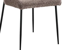 Lisa Bouclé Sandfarbener Stuhl - Metallbeine, H 85 x B-L 50 x T-P 62 cm