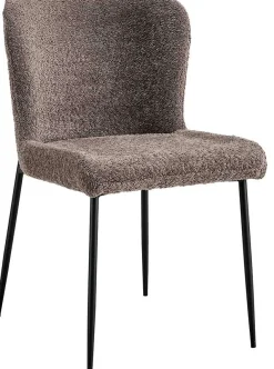 Lisa Bouclé Sandfarbener Stuhl - Metallbeine, H 85 x B-L 50 x T-P 62 cm