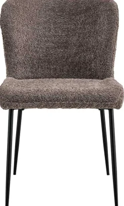 Lisa Bouclé Sandfarbener Stuhl - Metallbeine, H 85 x B-L 50 x T-P 62 cm