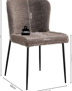 Lisa Bouclé Sandfarbener Stuhl - Metallbeine, H 85 x B-L 50 x T-P 62 cm