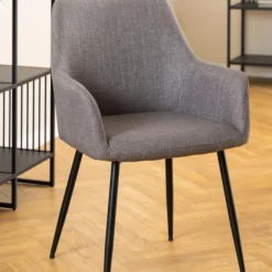 Lizzy Esszimmerstuhl - taupefarbener Stoff