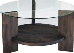 Locelso Couchtisch | 100% gehärtetes Glas | Gestell aus Kiefernholz | Anthrazit