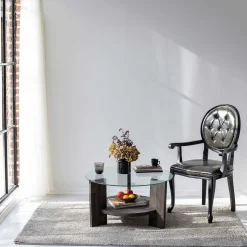Locelso Couchtisch | 100% gehärtetes Glas | Gestell aus Kiefernholz | Anthrazit