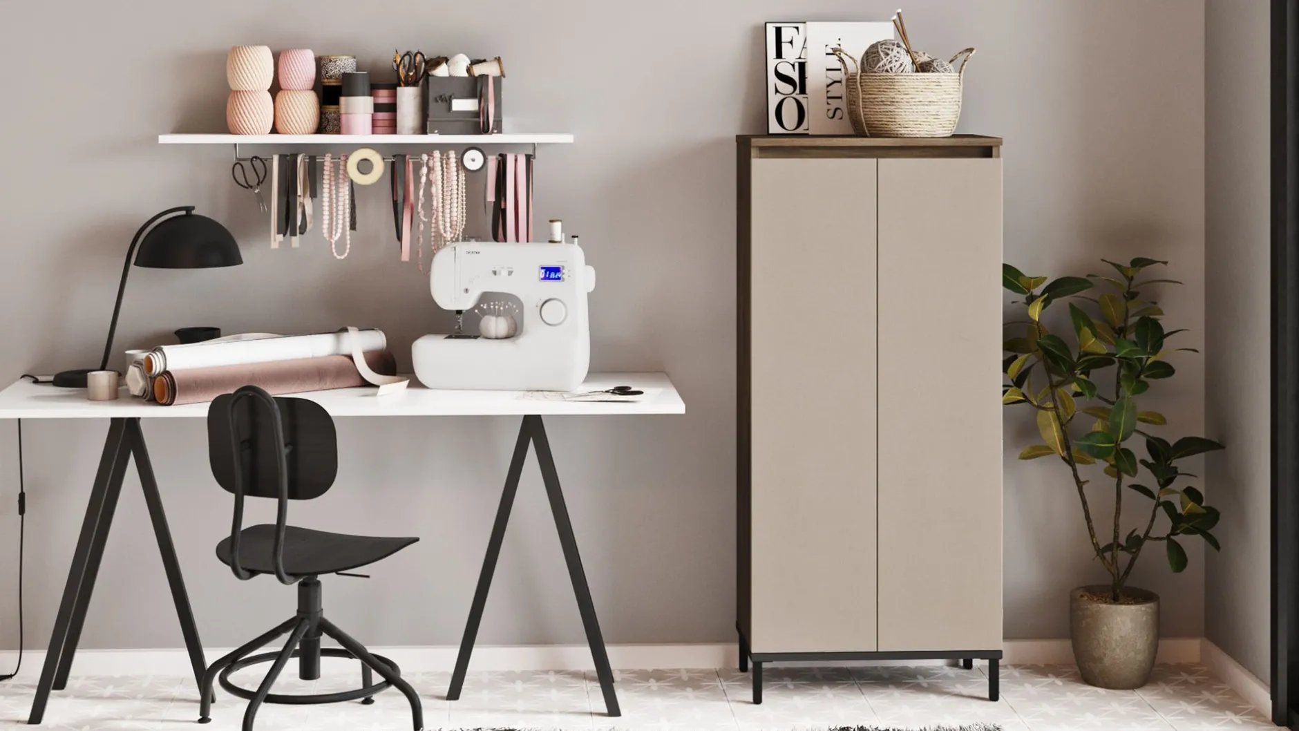 Locelso Mehrzweckschrank 60cm Braun Anthrazit