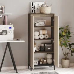 Locelso Mehrzweckschrank 60cm Braun Anthrazit
