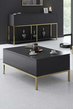 Lord Couchtisch | 100 % MELAMIN | Anthrazit, Gold