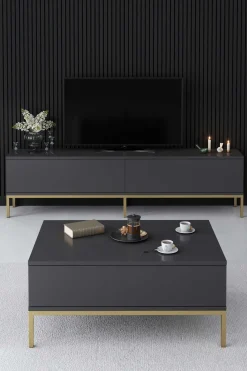 Lord Couchtisch | 100 % MELAMIN | Anthrazit, Gold