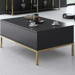 Lord Couchtisch | 100 % MELAMIN | Anthrazit, Gold