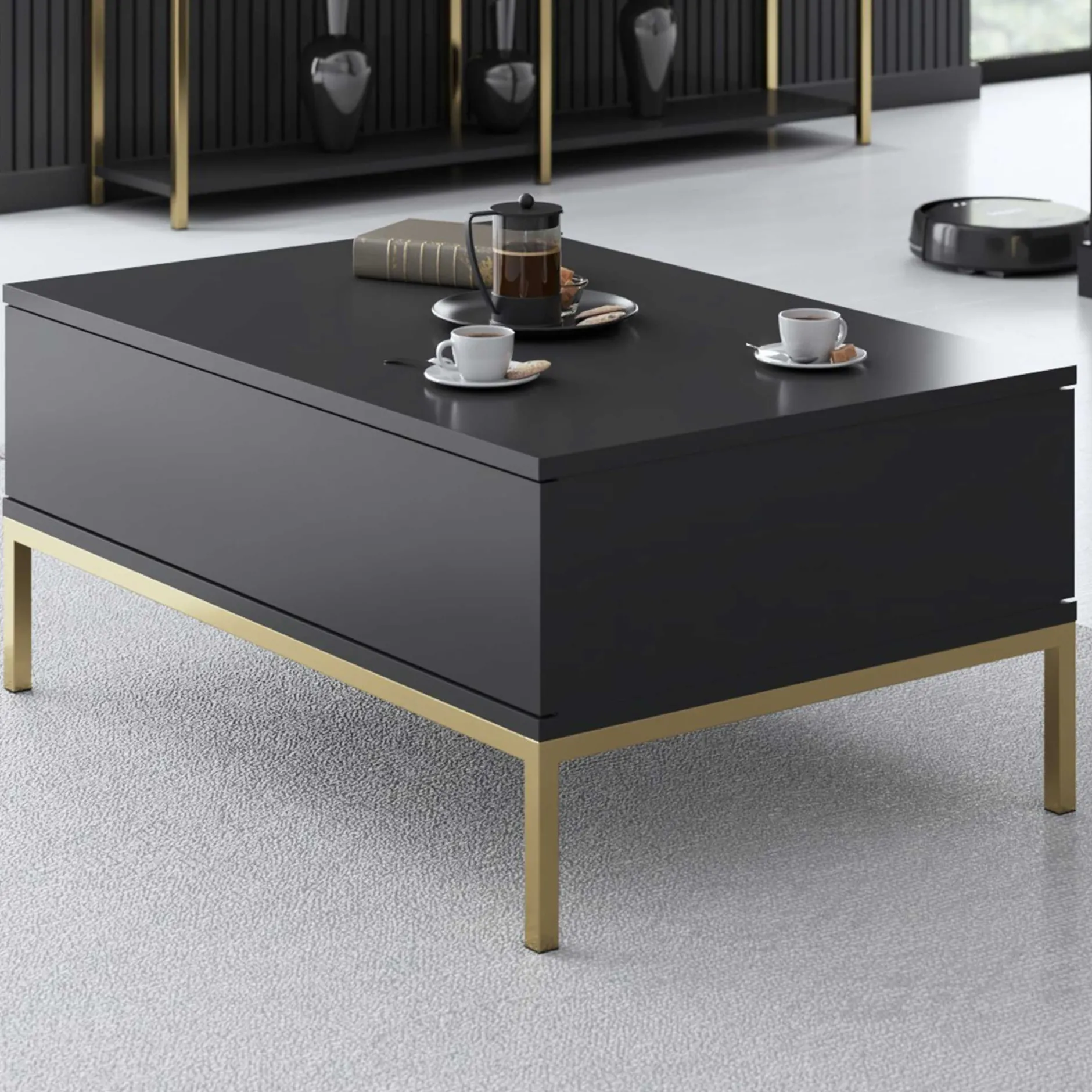 Lord Couchtisch | 100 % MELAMIN | Anthrazit, Gold