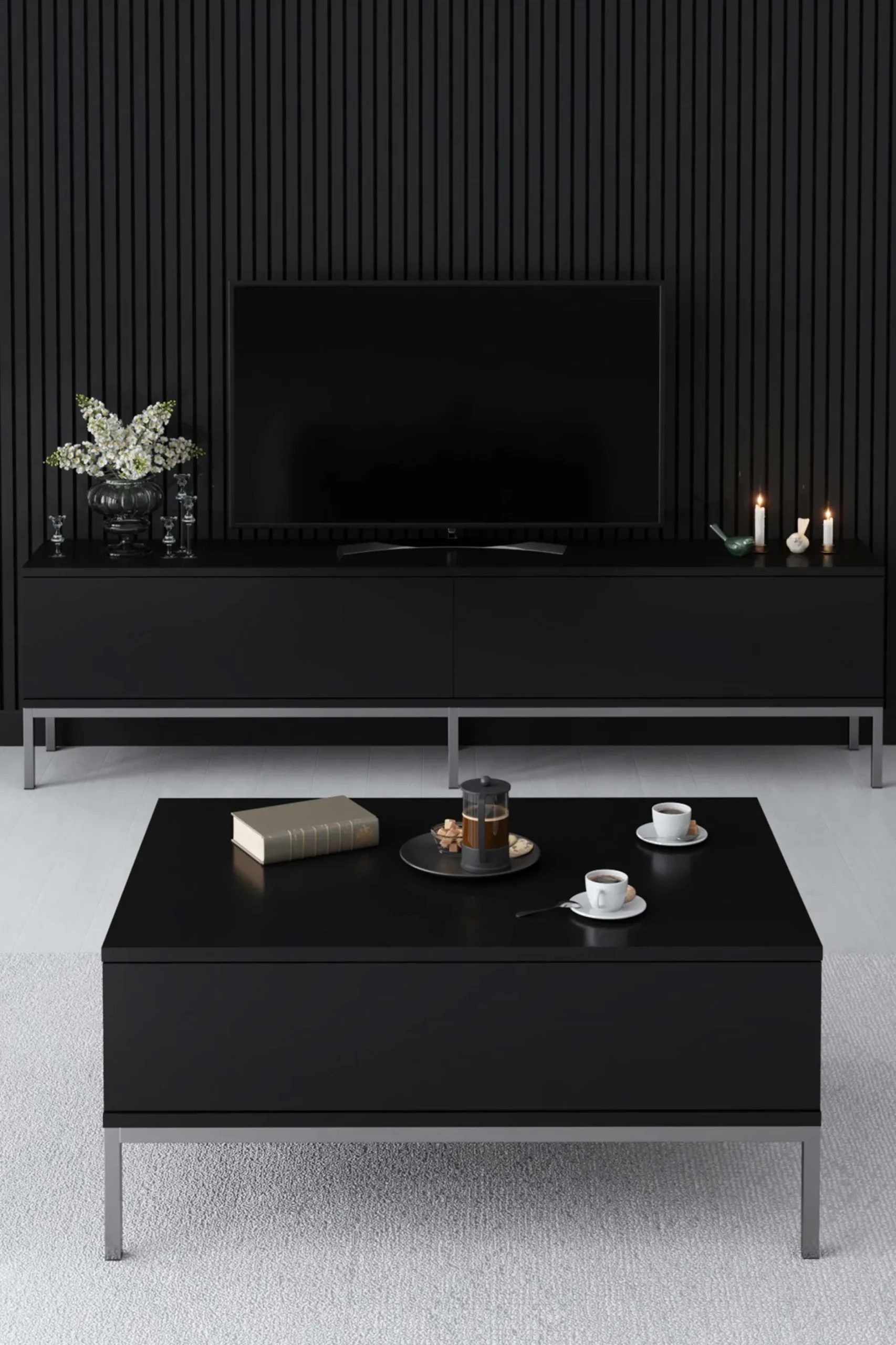 Lord Couchtisch | 100 % MELAMIN | Schwarz, Silber