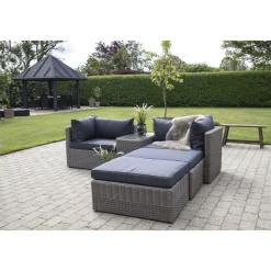 Loungeset Rossi - Polyrattan - grau